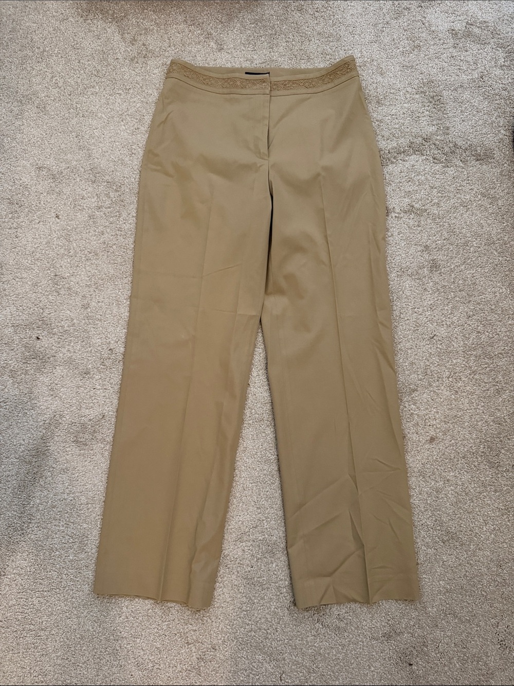 Ann Taylor Beige Straight-Leg Trousers
